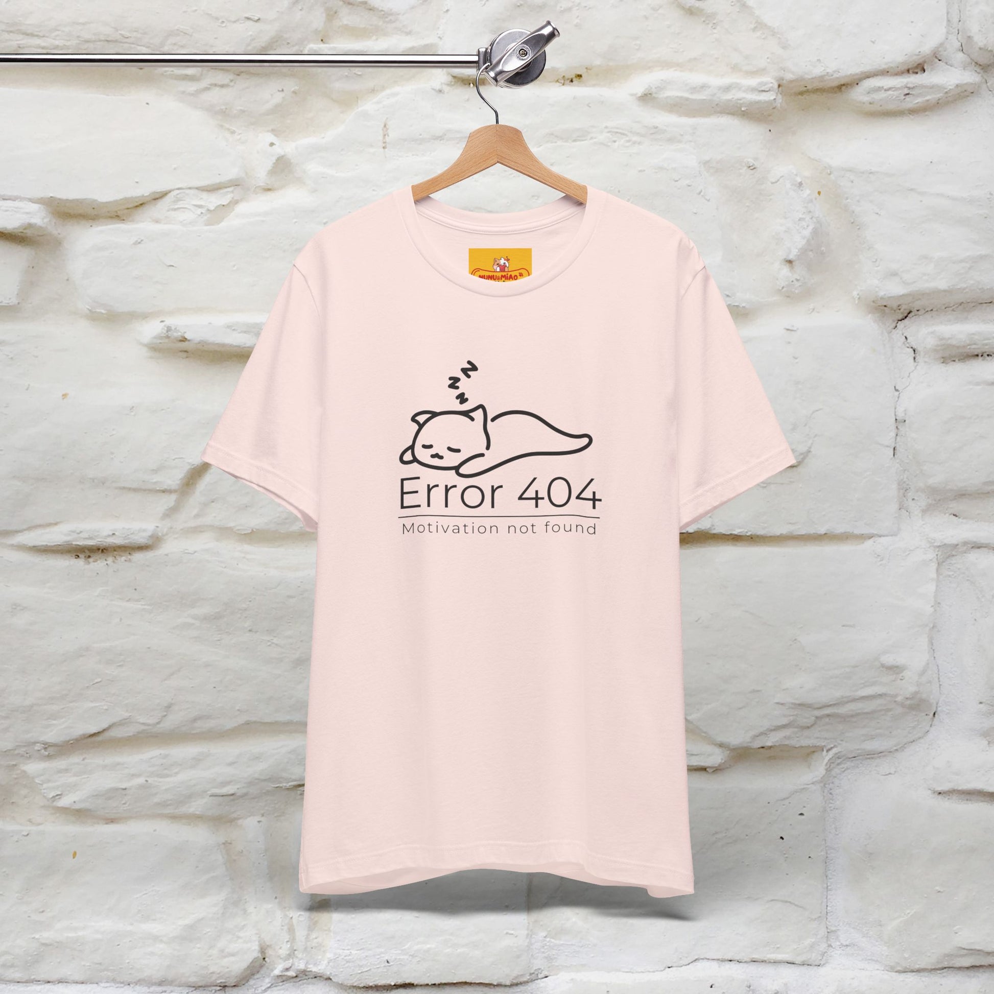 ''Error 404 Motivation Not Found'' Cat T-Shirt Front and Back Design | Nunu&Miao Studio - Nunu&Miao Studio