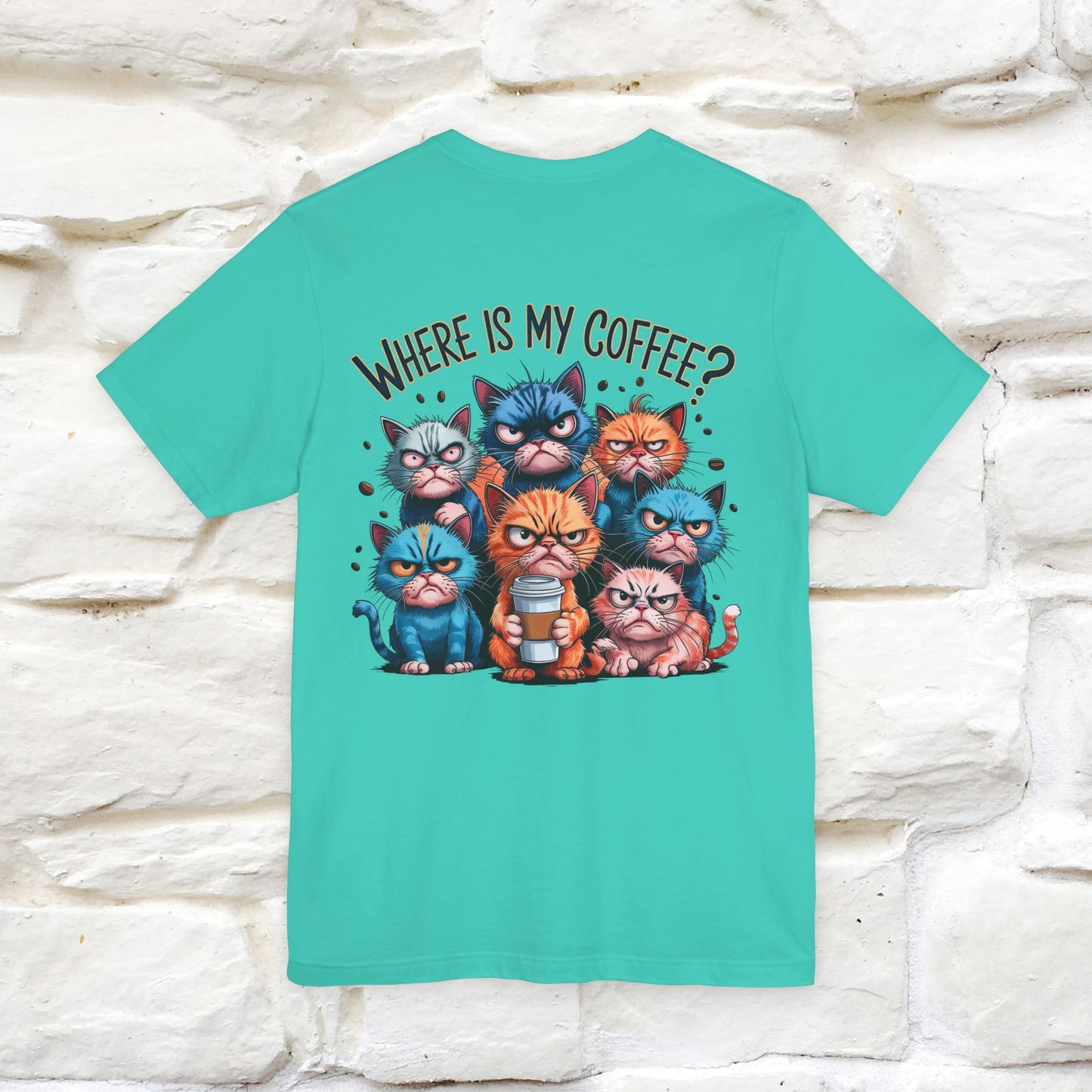 "Where Is My Coffe?" Cat T-Shirt | Front & Back Design | Nunu&Miao Studio