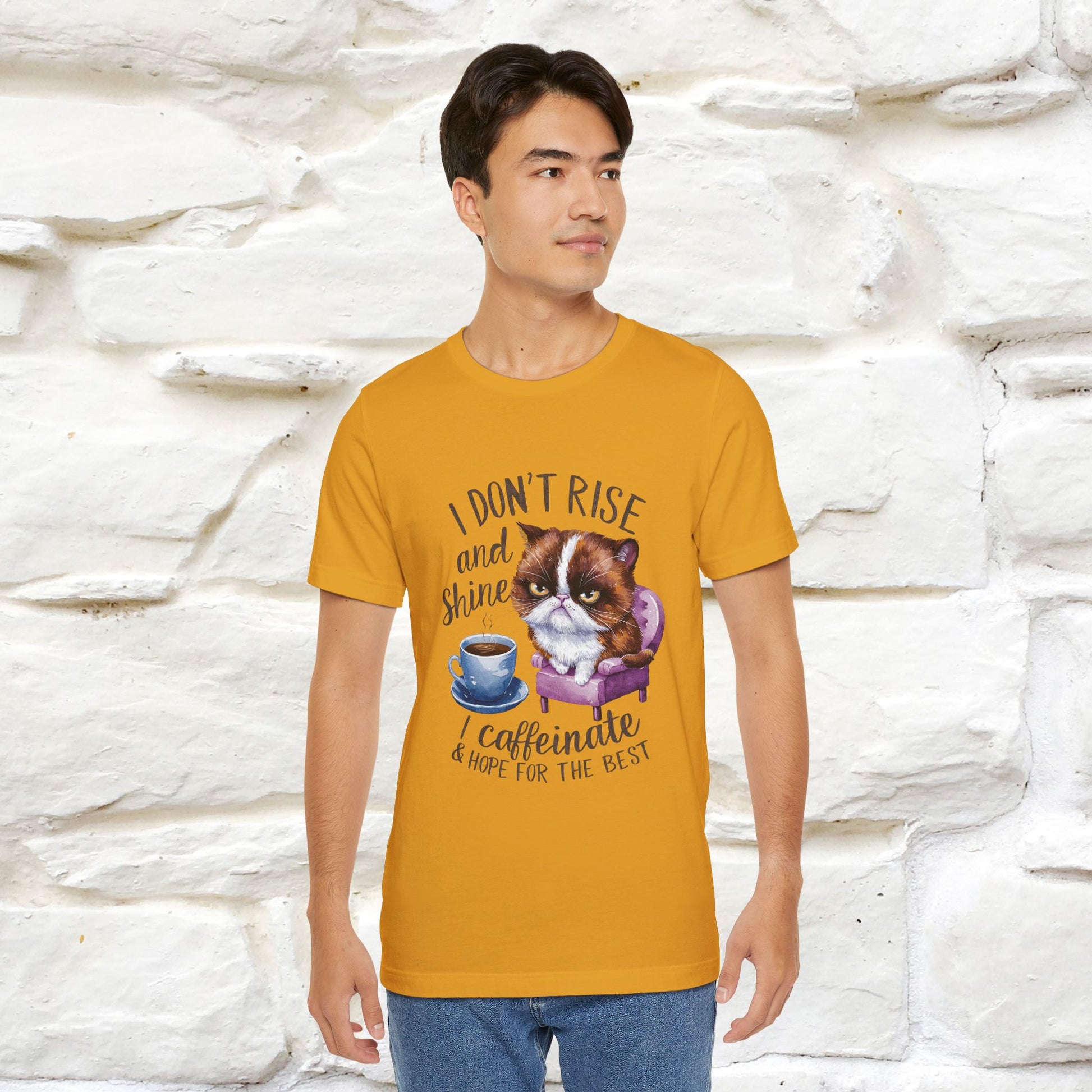 I Don’t Rise and Shine, I Caffeinate ....| Funny Cat T-Shirt| Nunu&Miao Studio - Nunu&Miao Studio