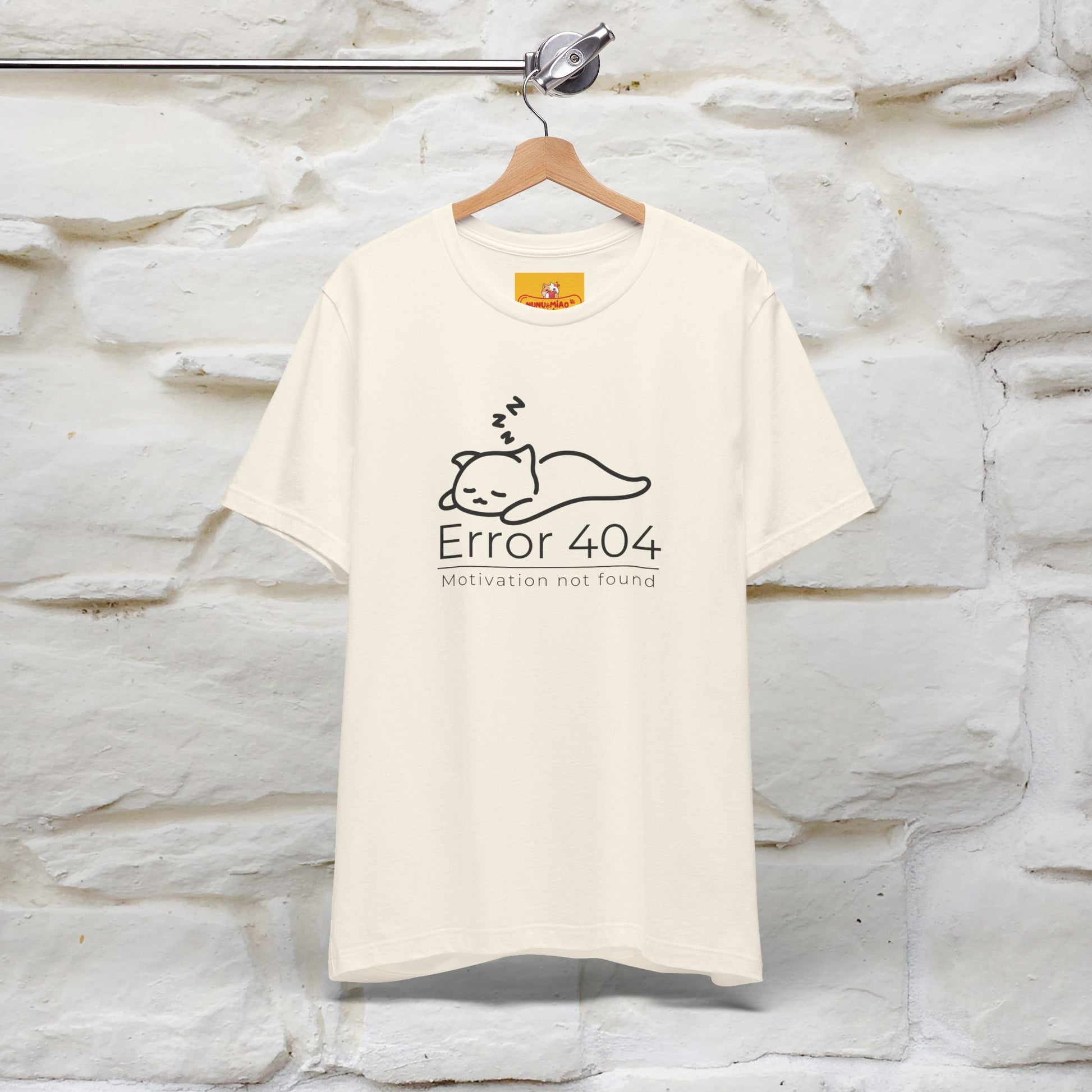 ''Error 404 Motivation Not Found'' Cat T-Shirt Front and Back Design | Nunu&Miao Studio - Nunu&Miao Studio