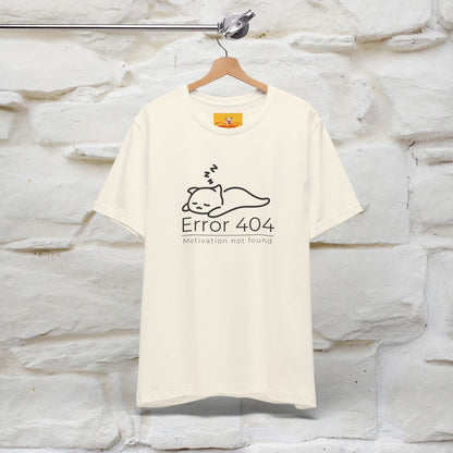 ''Error 404 Motivation Not Found'' Cat T-Shirt Front and Back Design | Nunu&Miao Studio - Nunu&Miao Studio