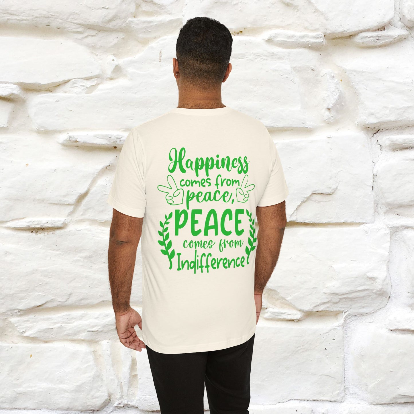 "Happiness Comes From Peace, Peace Comes From Indifference" Cat T-Shirt| Front & Back Design | Nunu&Miao Studio - Nunu&Miao Studio