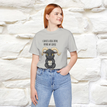 "I Can Be a Real Devil Before My Coffe" Funny T-shirt |Nunu&Miao Studio - Nunu&Miao Studio