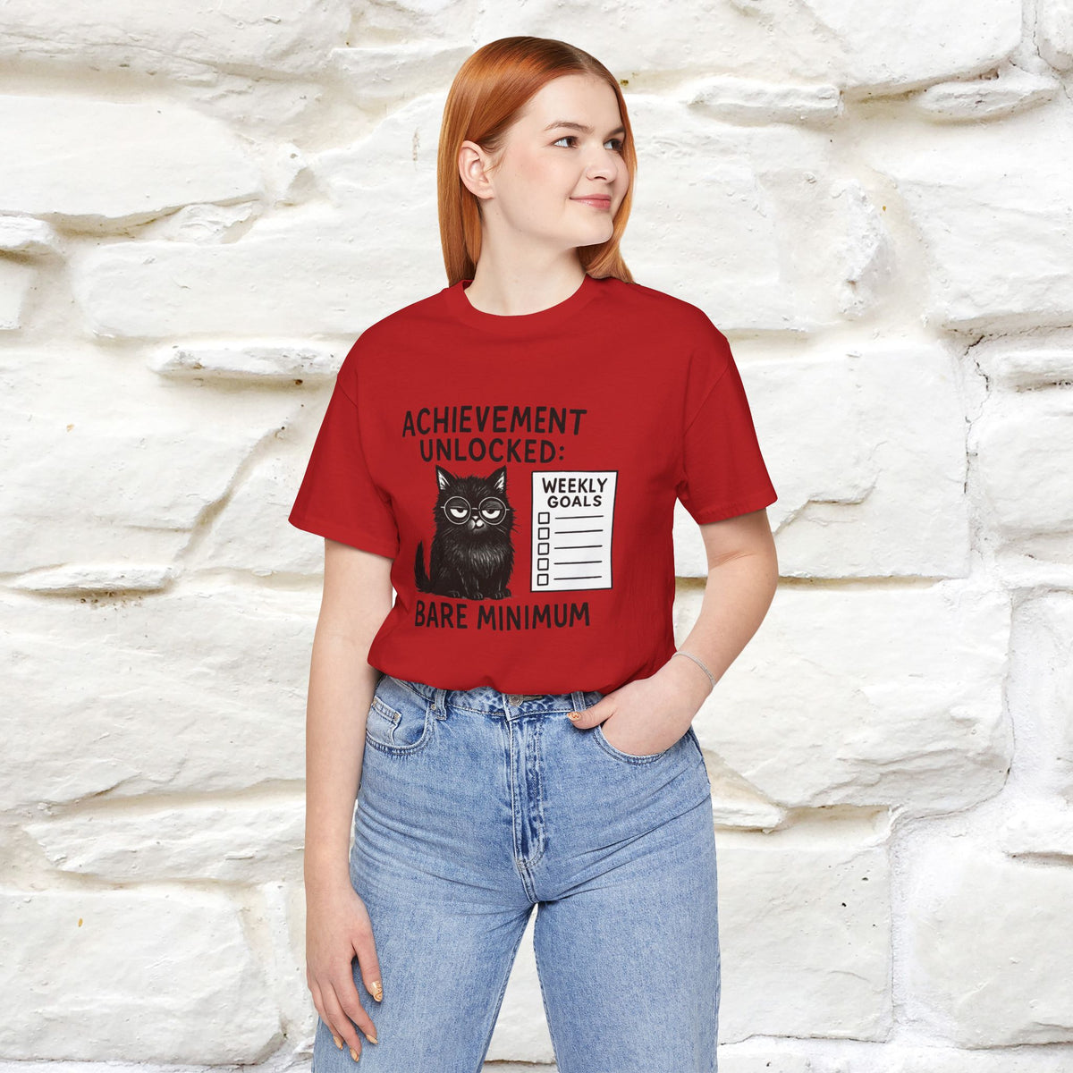 "Achievement Unlocked Bare Minimum." |Cat T-Shirt | Nunu&Miao Studio