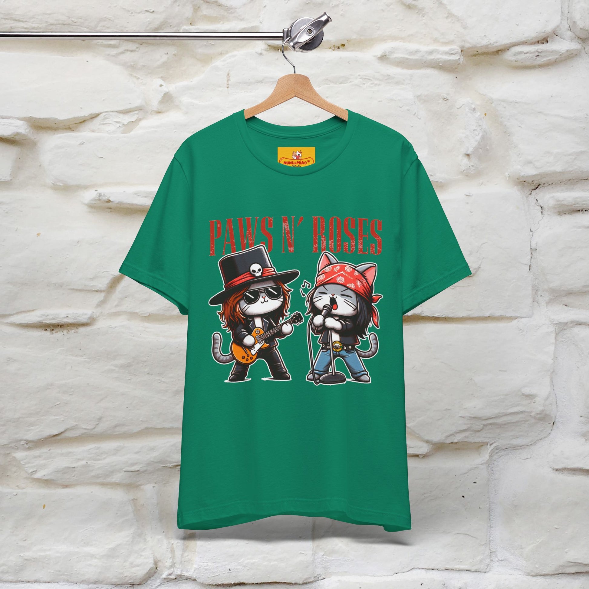 Paws N' Roses T-Shirt | Rock-Inspired Cat Lover  | Nunu&Miao Studio - Nunu&Miao Studio