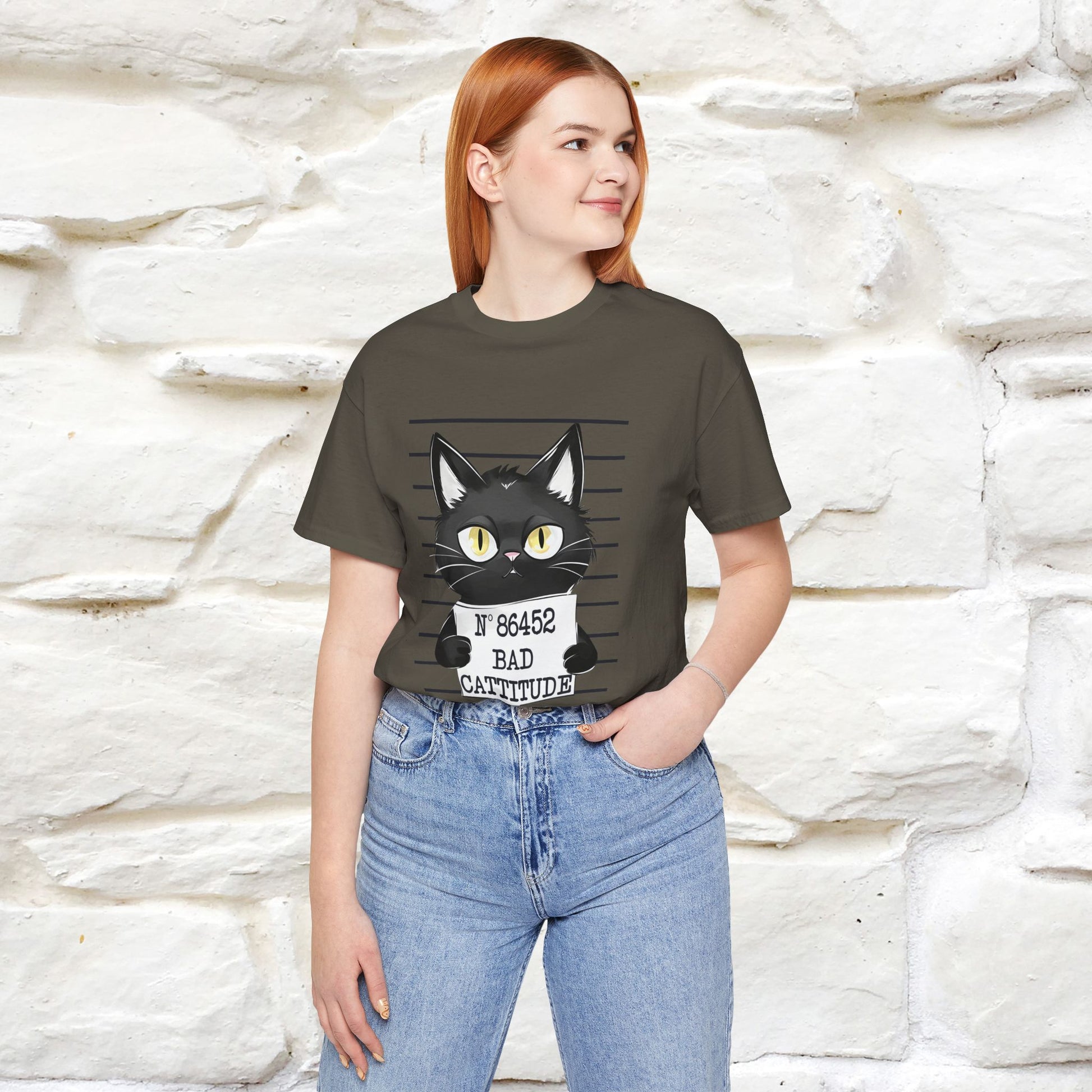 "Bad Cattitude" T-Shirt for Men & Women | 100% Cotton* - Nunu&Miao Studio