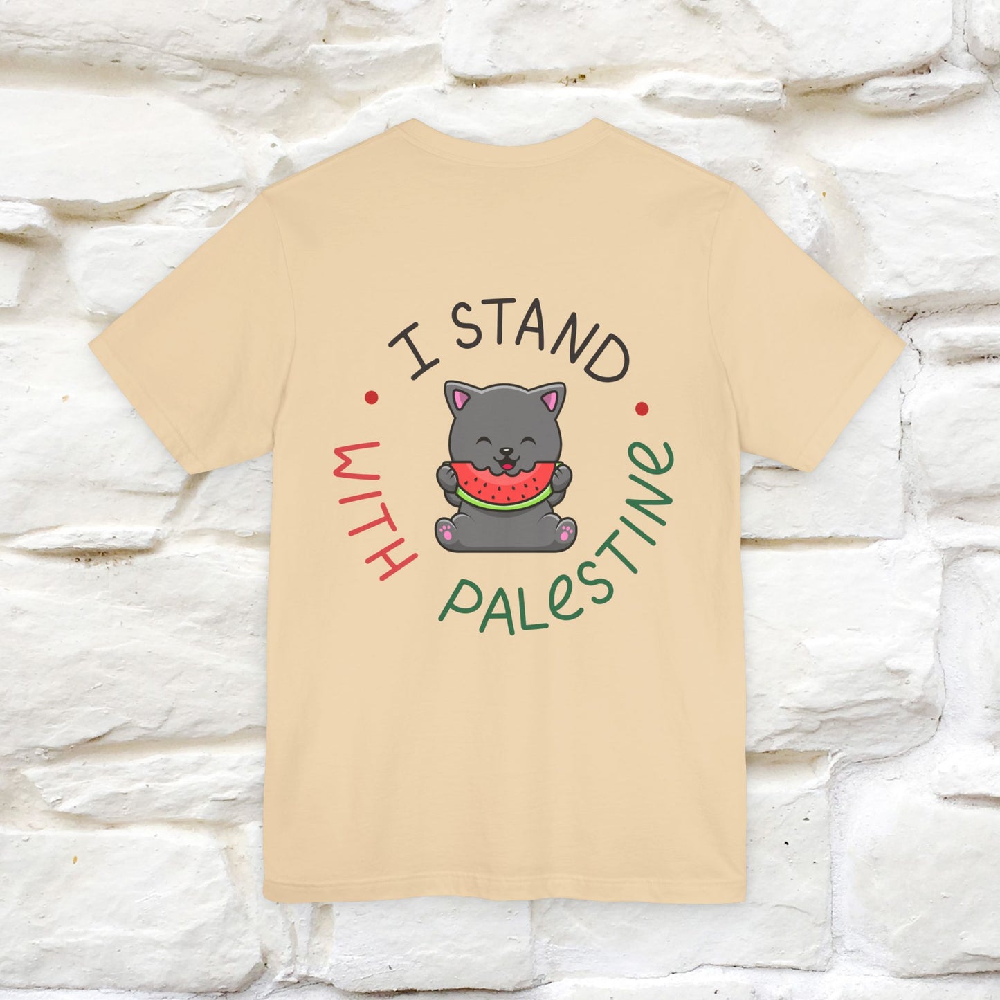 "I Stand With Palestine" Cat T-shirt | Front & Back Design |Nunu&Miao Studio - Nunu&Miao Studio