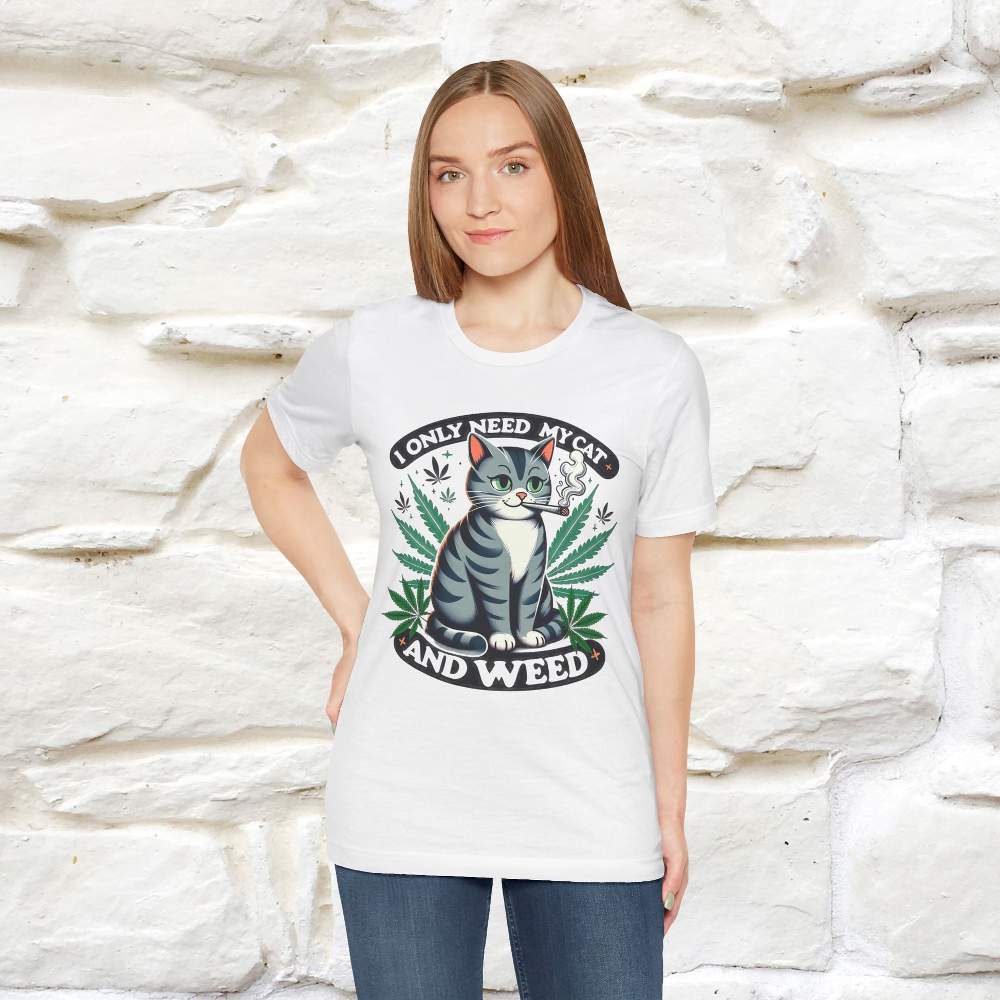 ''I Only Need My Cat and Weed'' Funny T-Shirt | Nunu&Miao Studio - Nunu&Miao Studio