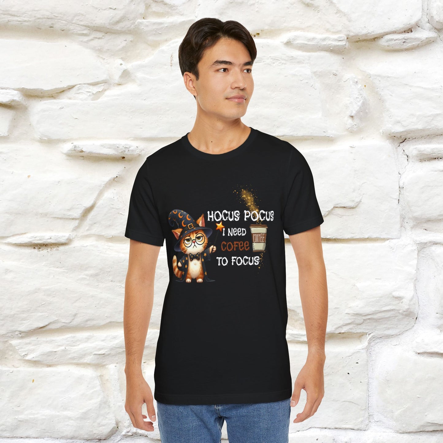 ''Hocus Pocus I Need Coffe To Focus'' Funny Cat Shirt | Nunu&Miao Studio - Nunu&Miao Studio