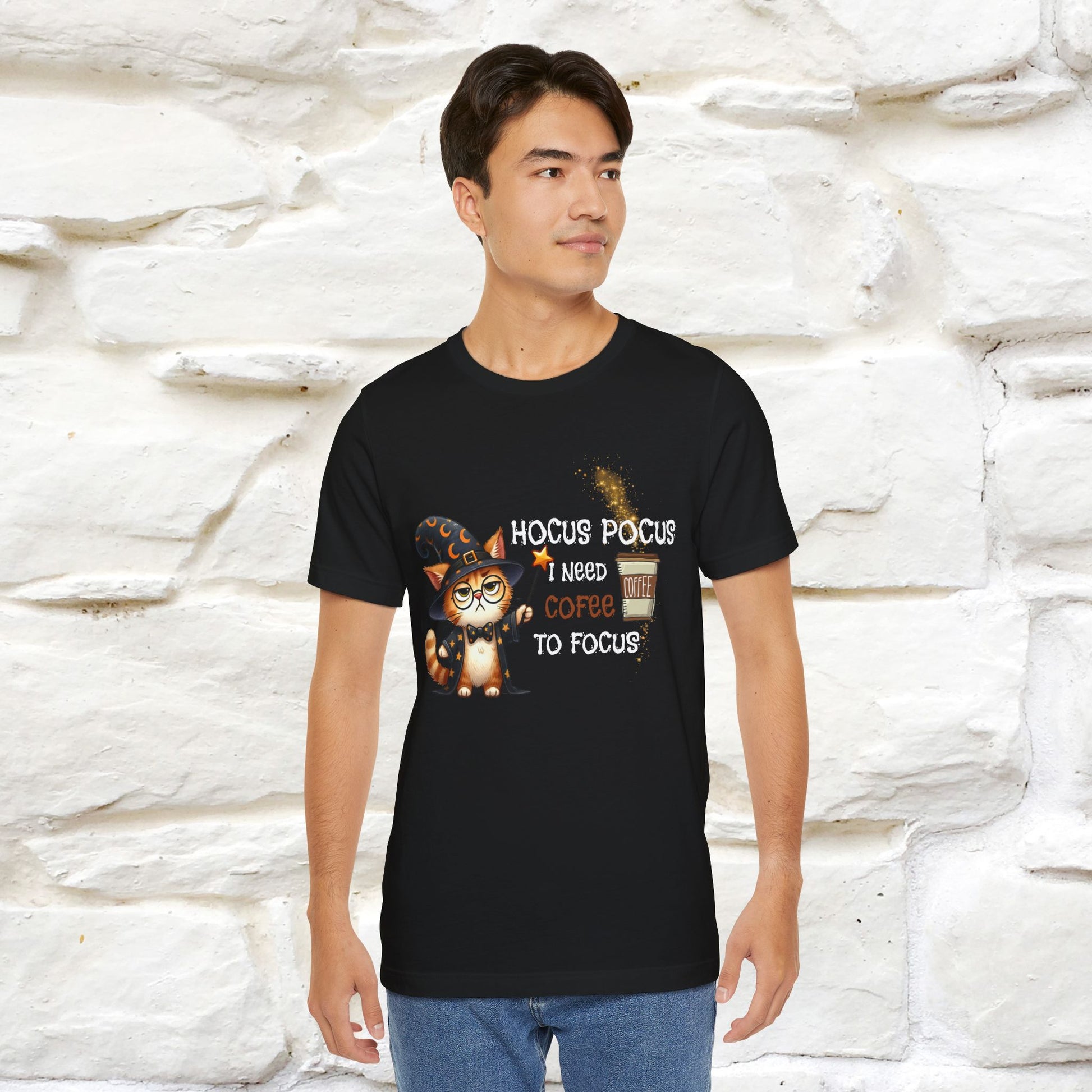 ''Hocus Pocus I Need Coffe To Focus'' Funny Cat Shirt | Nunu&Miao Studio - Nunu&Miao Studio
