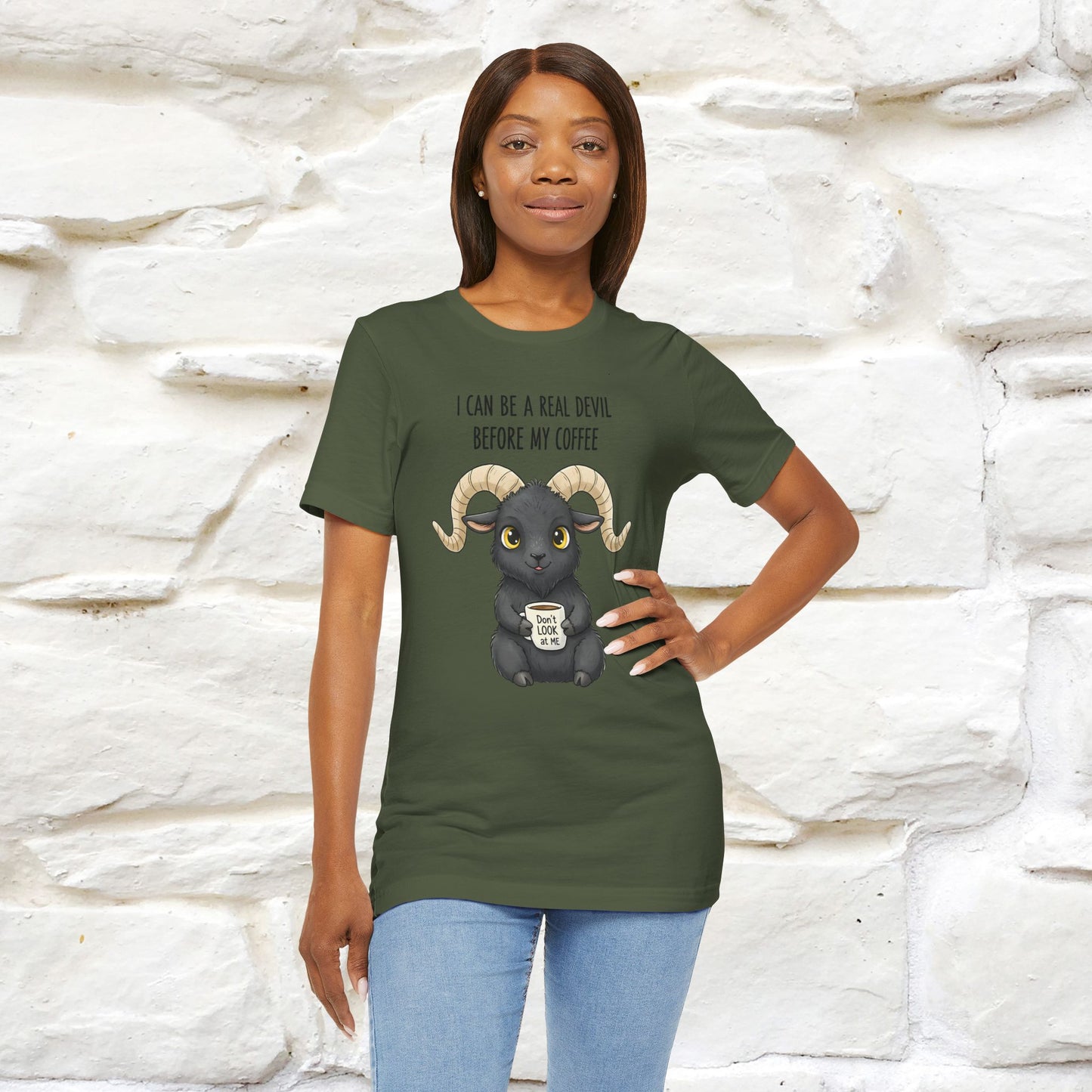 "I Can Be a Real Devil Before My Coffe" Funny T-shirt |Nunu&Miao Studio - Nunu&Miao Studio