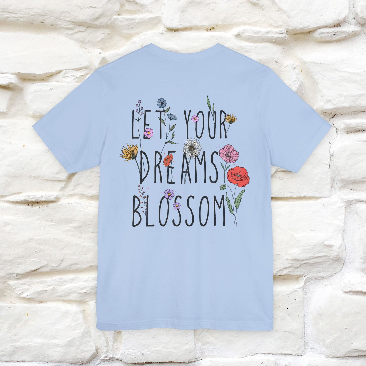 "Let Your Dreams Blossom'' Cat T-Shirt Front and Back Design | Nunu&Miao Studio - Nunu&Miao Studio