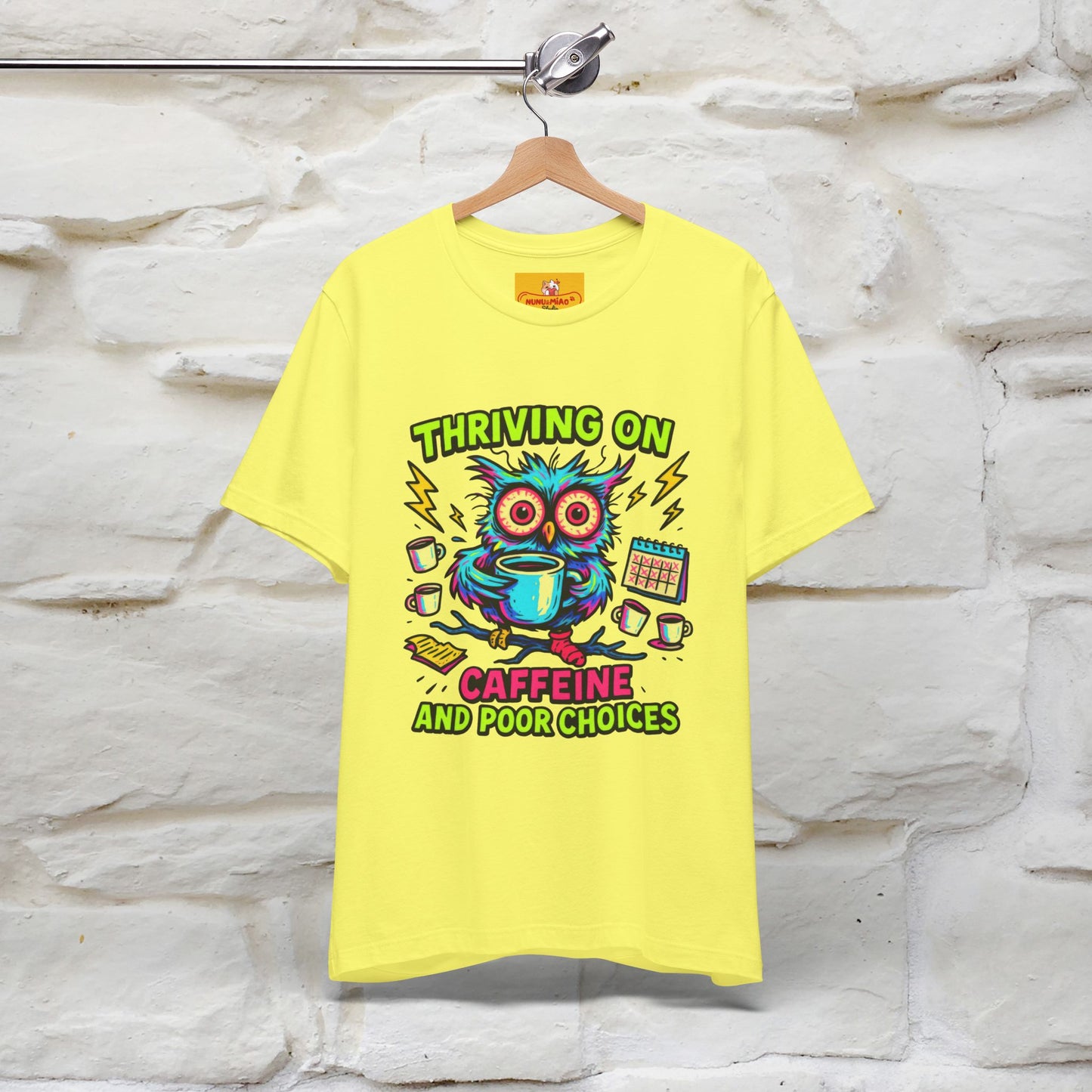 ''Thriving On Caffeine And Poor Choices''|  Sarcastic Cat T-Shirt | Nunu&Miao Studio