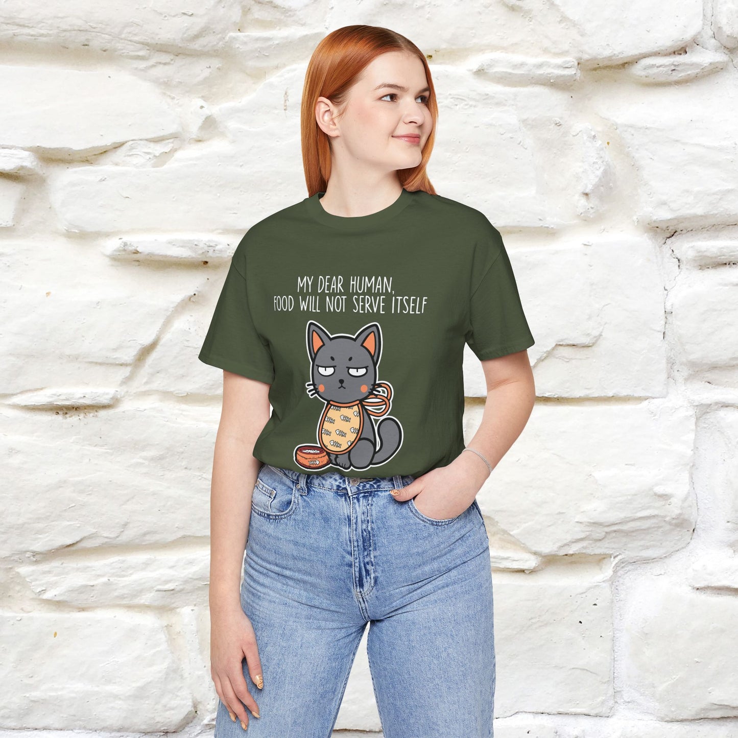 "Dear Human, Food Will Not Serve Itself" |Cat T-Shirt | Nunu&Miao Studio - Nunu&Miao Studio