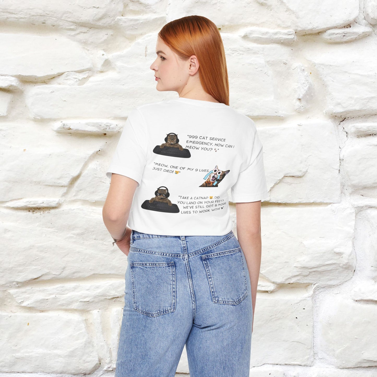 ''911 Emergency'' | Front & Back Design | Cat T-Shirt | Nunu&Miao Studio - Nunu&Miao Studio