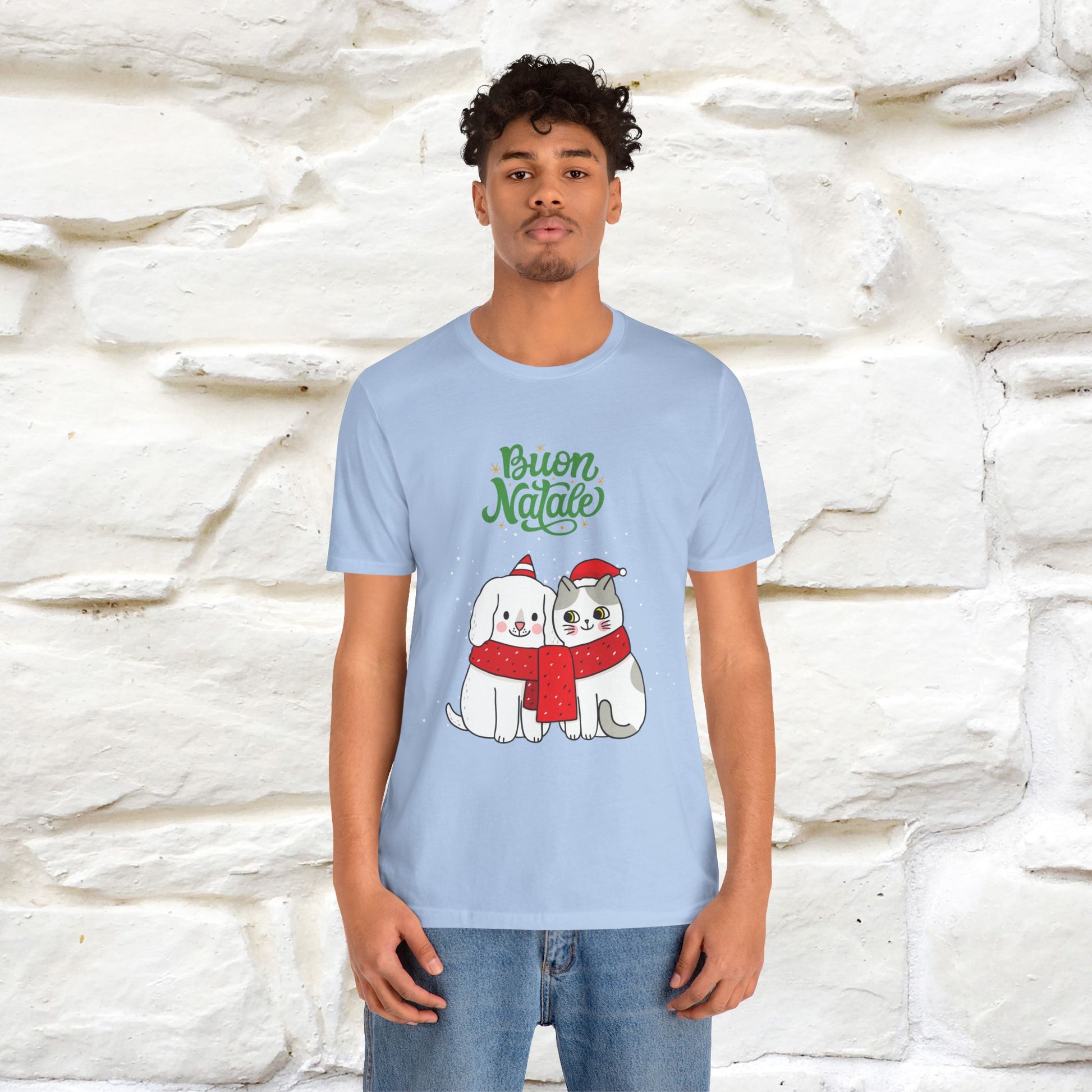 ''Buon Natale Cat and Dog'' Christmas T-shirt  | Nunu&Miao Studio - Nunu&Miao Studio