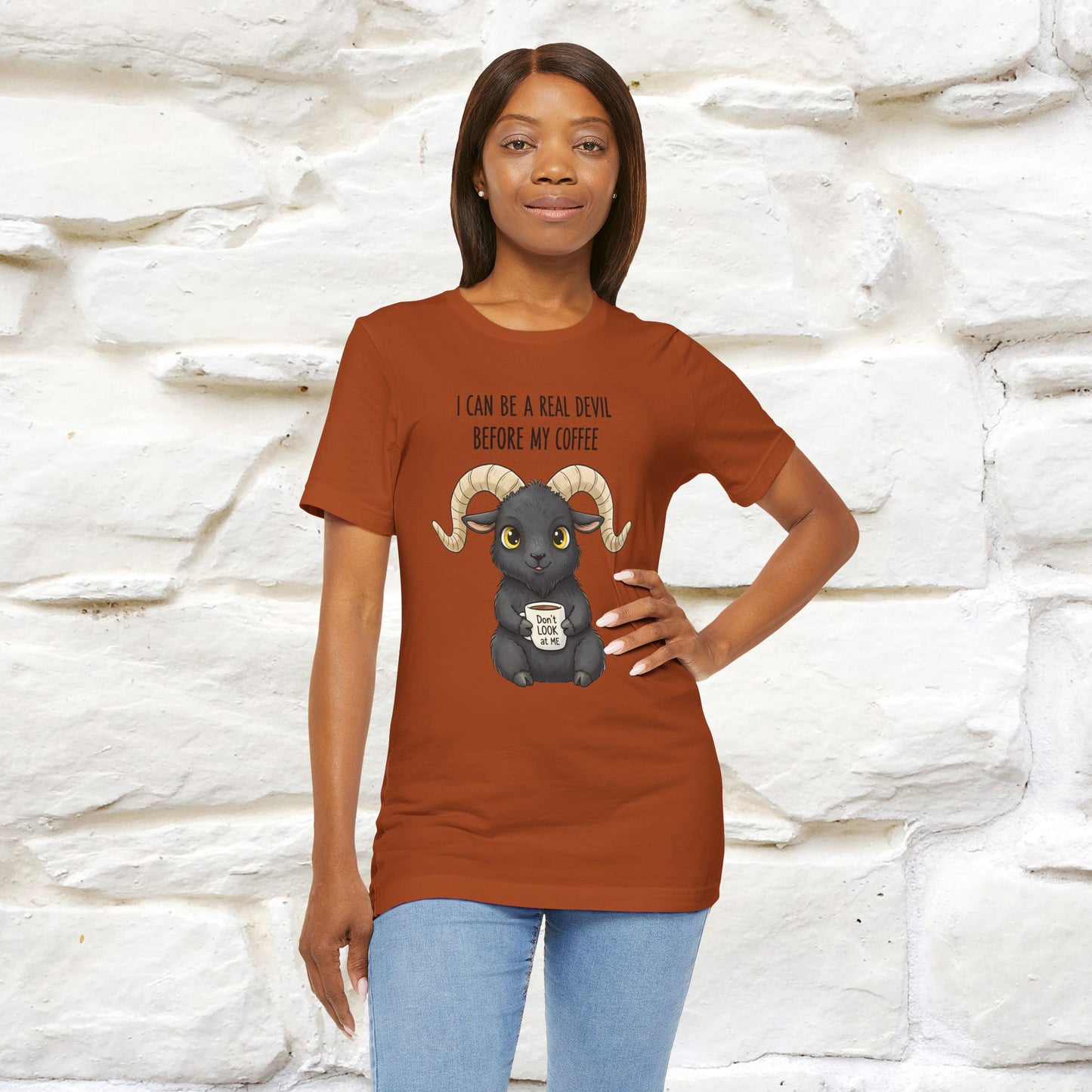 "I Can Be a Real Devil Before My Coffe" Funny T-shirt |Nunu&Miao Studio - Nunu&Miao Studio