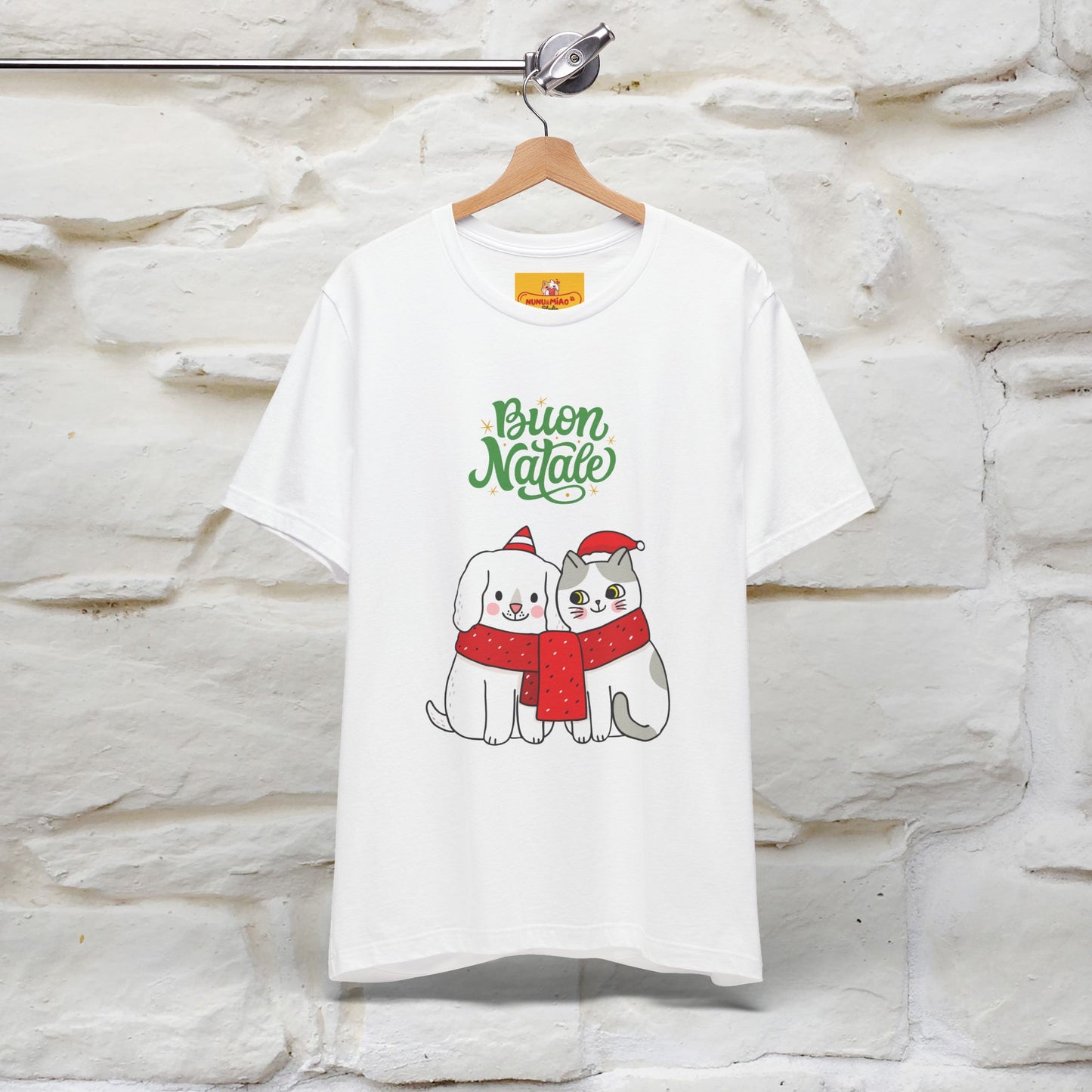 ''Buon Natale Cat and Dog'' Christmas T-shirt  | Nunu&Miao Studio - Nunu&Miao Studio