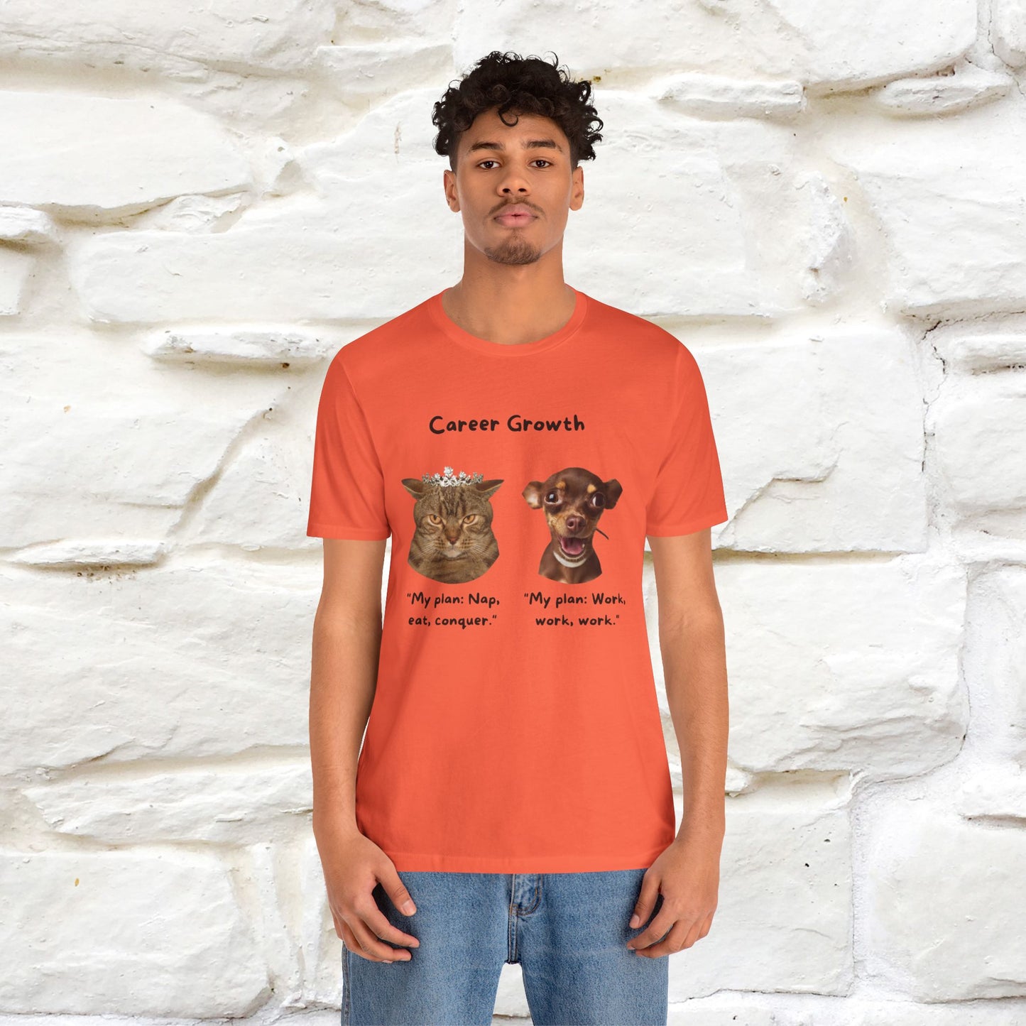 "Career Growth: Cat vs. Dog" | Cat T-Shirt | Nunu&Miao Studio - Nunu&Miao Studio