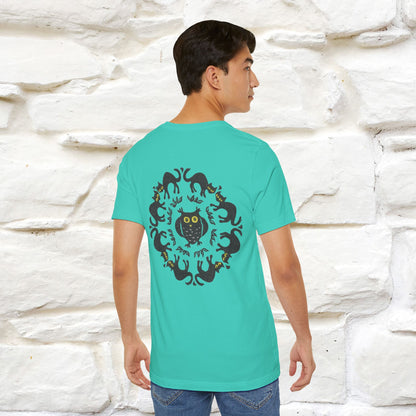 ''Black Cat Circle'' Cat T-Shirt Front and Back Design | Nunu&Miao Studio - Nunu&Miao Studio