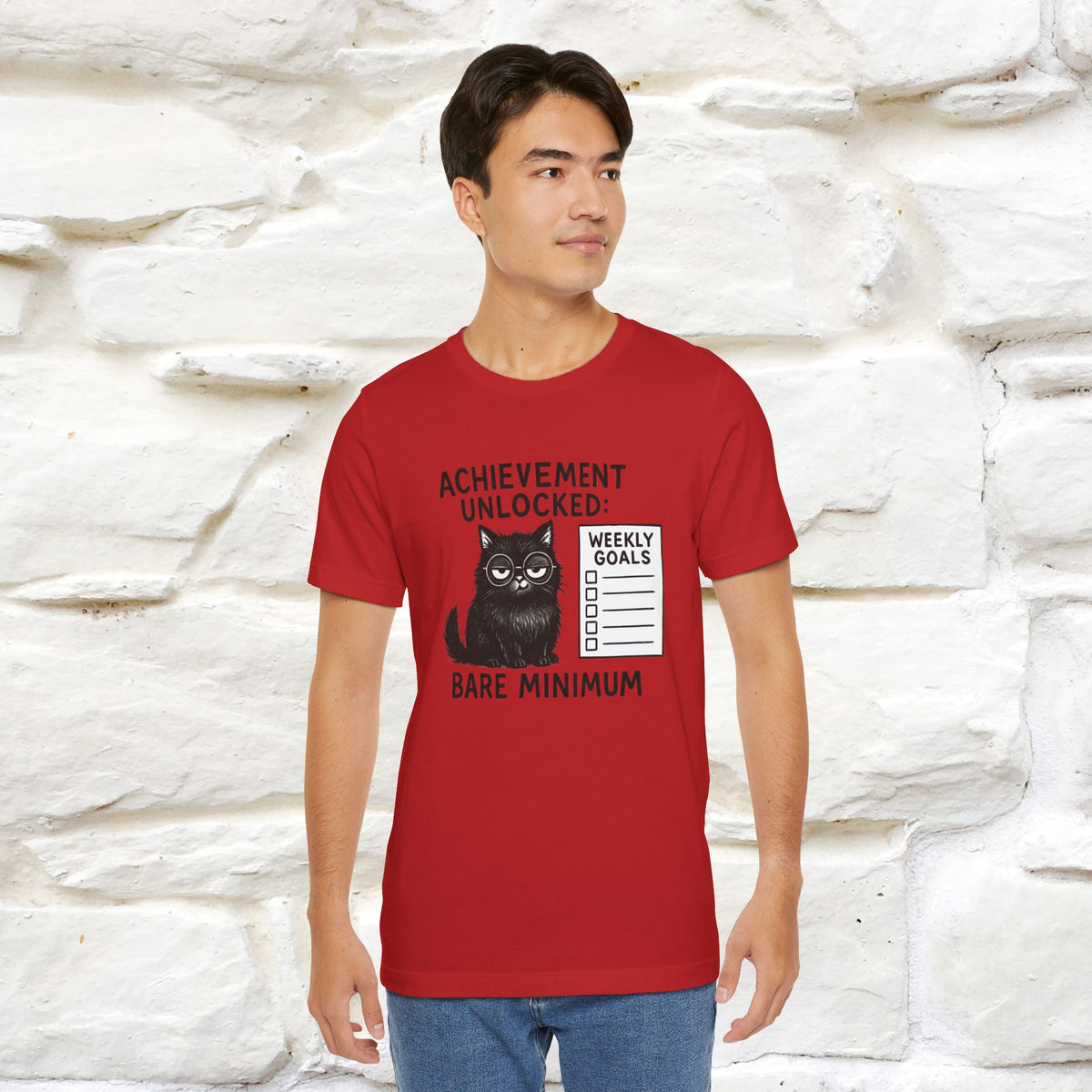 "Achievement Unlocked Bare Minimum." |Cat T-Shirt | Nunu&Miao Studio