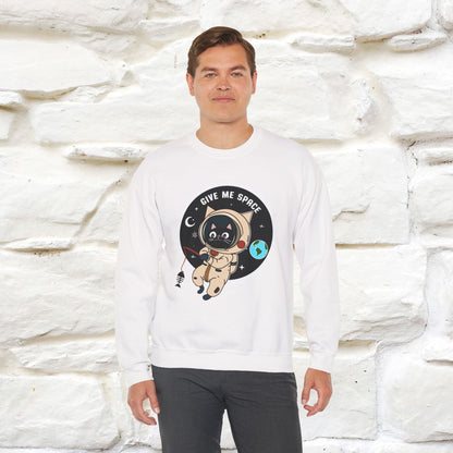 Artistic cat sweatshirt with “Give Me Space, Art”  cat design