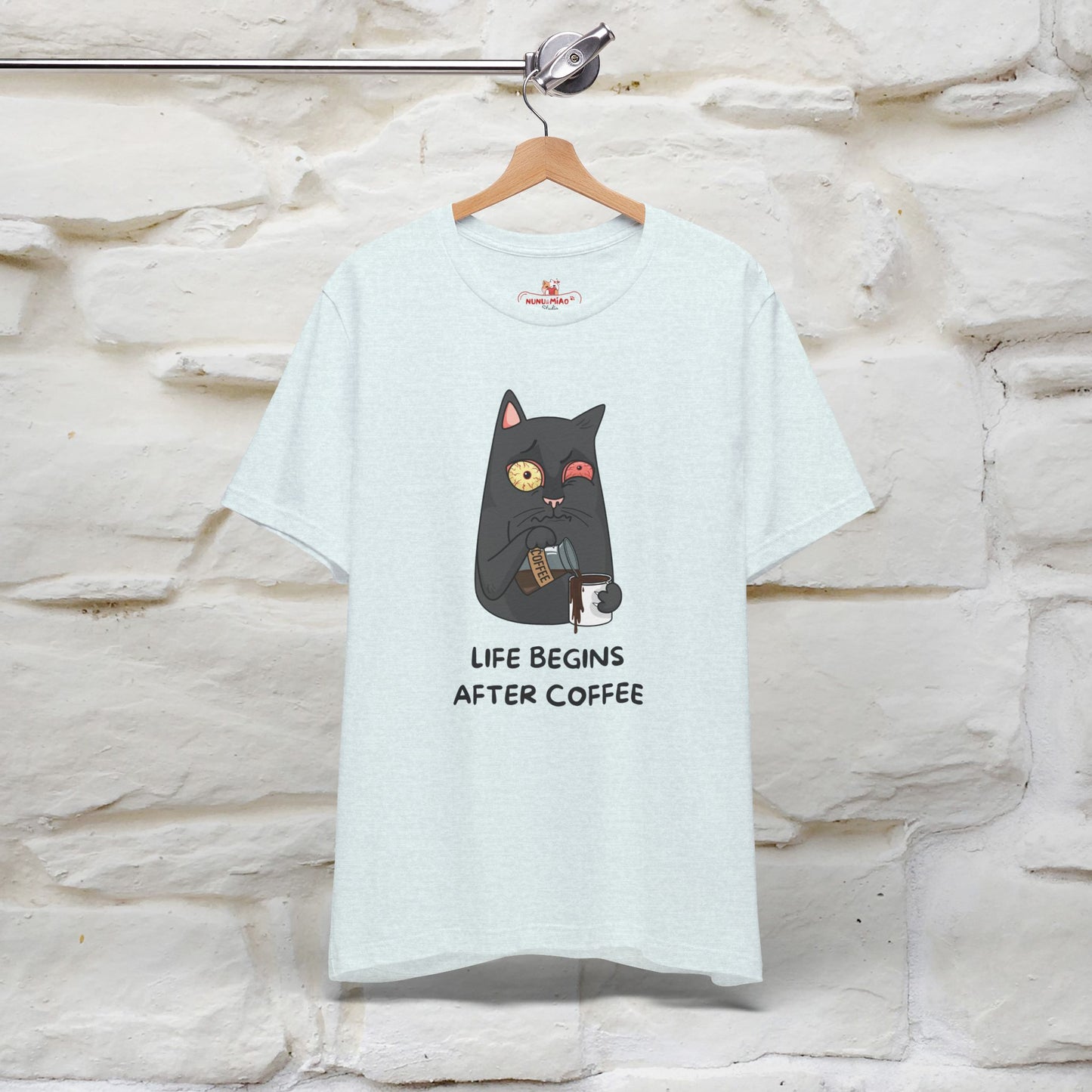 ''Life Begings After Coffe''  Cat T-shirt for Men and Women  100% Cotton* - Nunu&Miao Studio