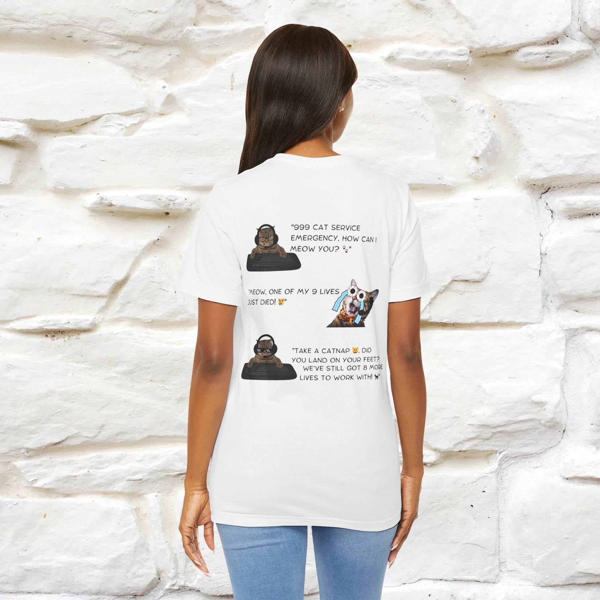''911 Emergency'' | Front & Back Design | Cat T-Shirt | Nunu&Miao Studio - Nunu&Miao Studio