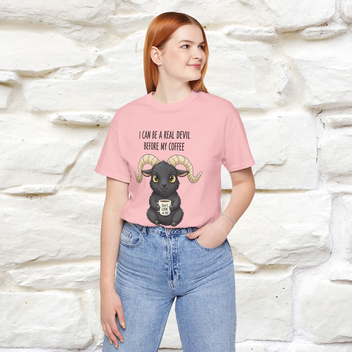 "I Can Be a Real Devil Before My Coffe" Funny T-shirt |Nunu&Miao Studio - Nunu&Miao Studio