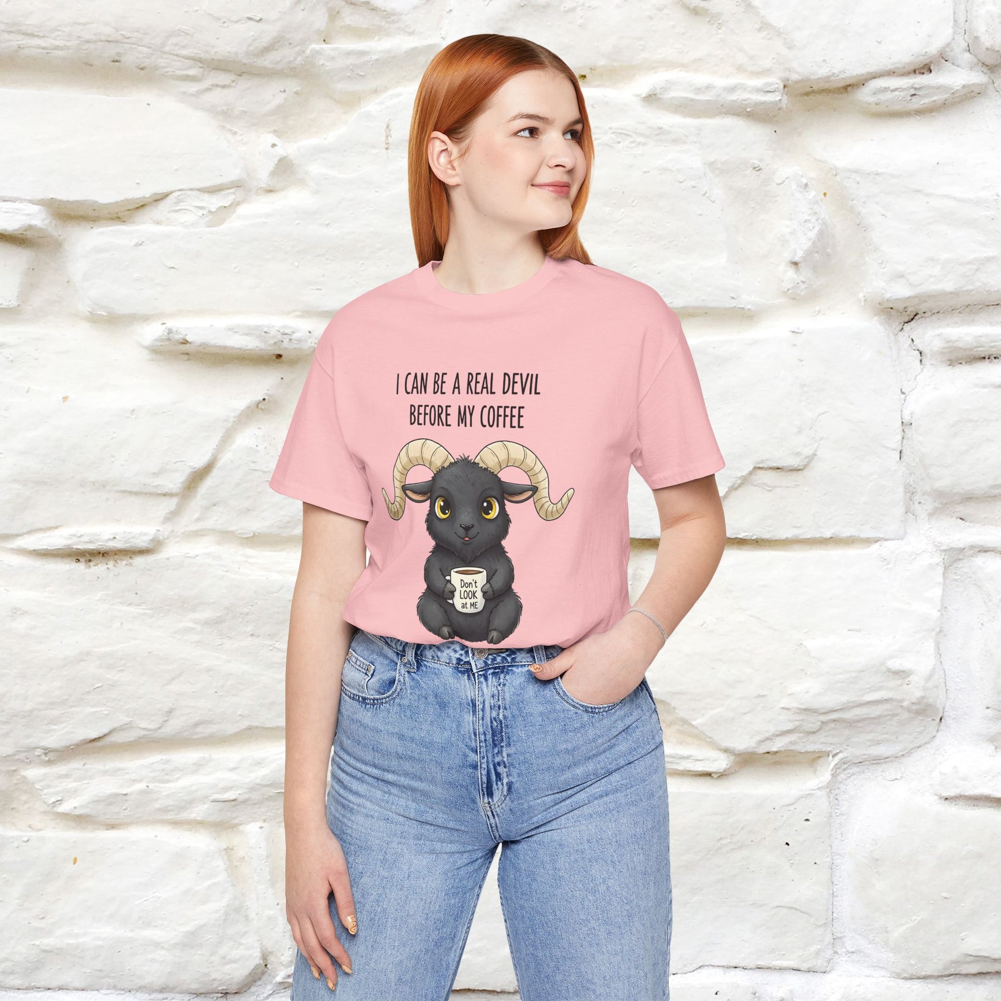 "I Can Be a Real Devil Before My Coffe" Funny T-shirt |Nunu&Miao Studio - Nunu&Miao Studio