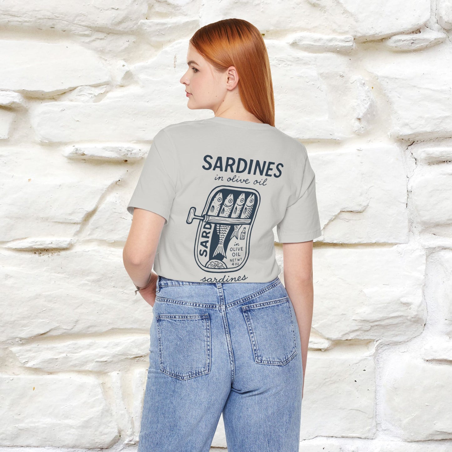 "Sardines In Olive Oil" Cute T-shirt | Front & Back Design|Nunu&Miao Studio - Nunu&Miao Studio