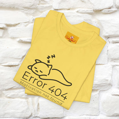 ''Error 404 Motivation Not Found'' Cat T-Shirt Front and Back Design | Nunu&Miao Studio - Nunu&Miao Studio