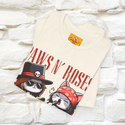 Paws N' Roses T-Shirt | Rock-Inspired Cat Lover  | Nunu&Miao Studio - Nunu&Miao Studio