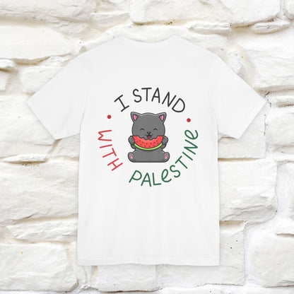 "I Stand With Palestine" Cat T-shirt | Front & Back Design |Nunu&Miao Studio - Nunu&Miao Studio