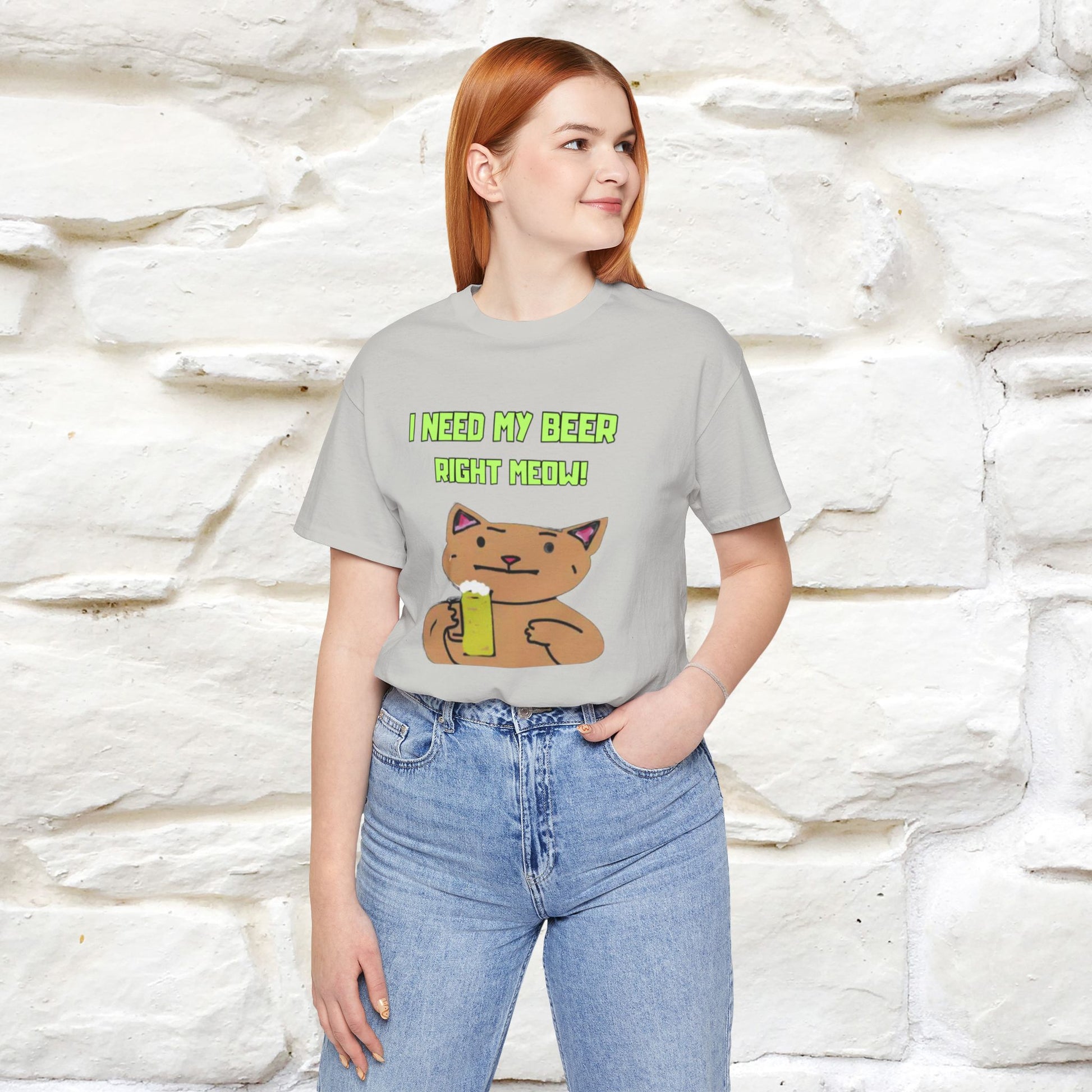 "I Need My Beer Right Meow!" Cat  T-shirt |Nunu&Miao Studio - Nunu&Miao Studio