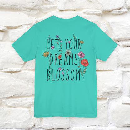 "Let Your Dreams Blossom'' Cat T-Shirt Front and Back Design | Nunu&Miao Studio - Nunu&Miao Studio