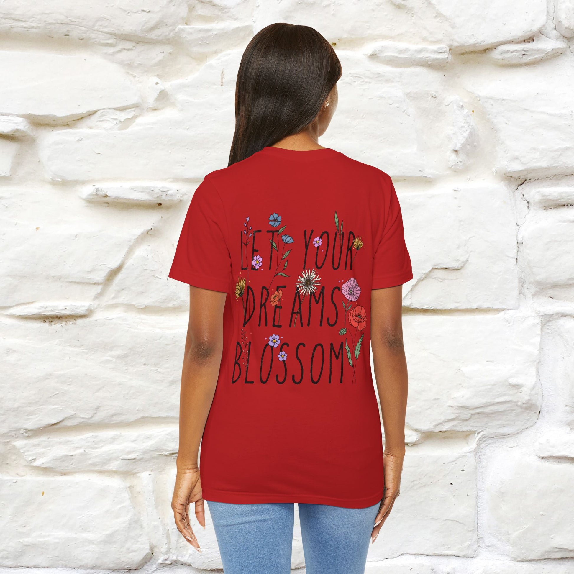 "Let Your Dreams Blossom'' Cat T-Shirt Front and Back Design | Nunu&Miao Studio - Nunu&Miao Studio