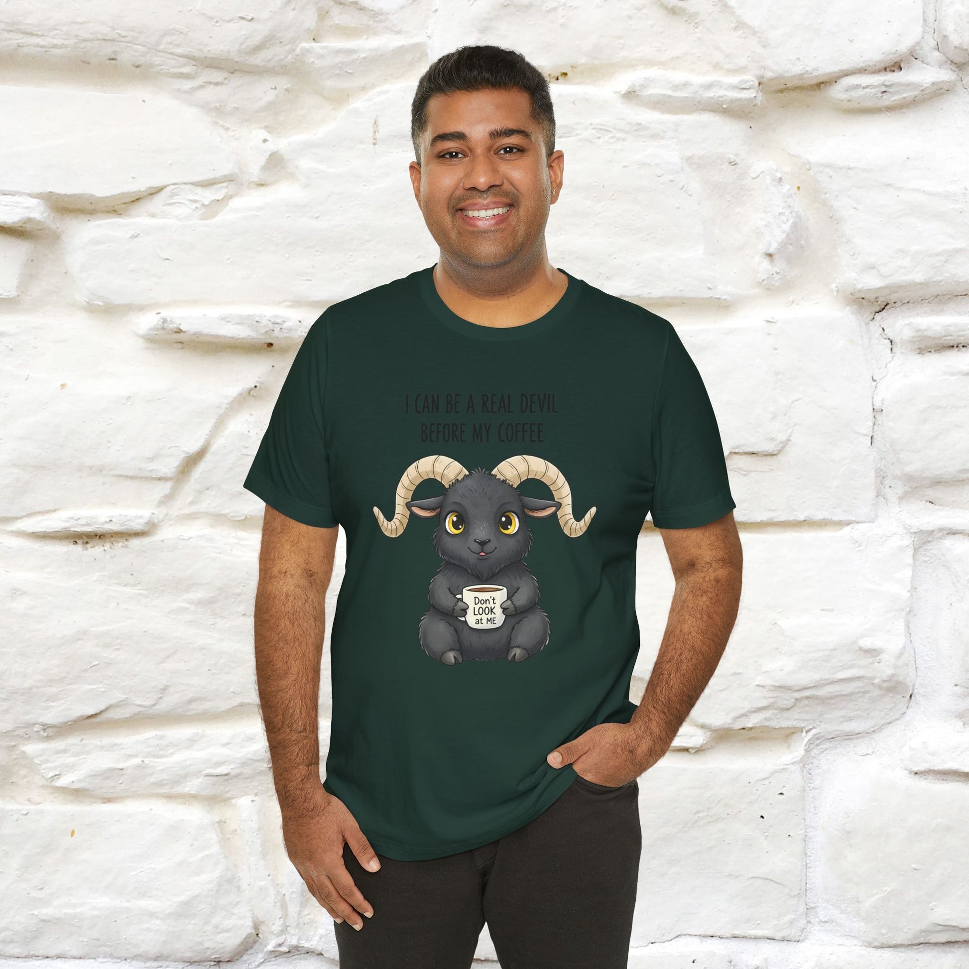 "I Can Be a Real Devil Before My Coffe" Funny T-shirt |Nunu&Miao Studio - Nunu&Miao Studio