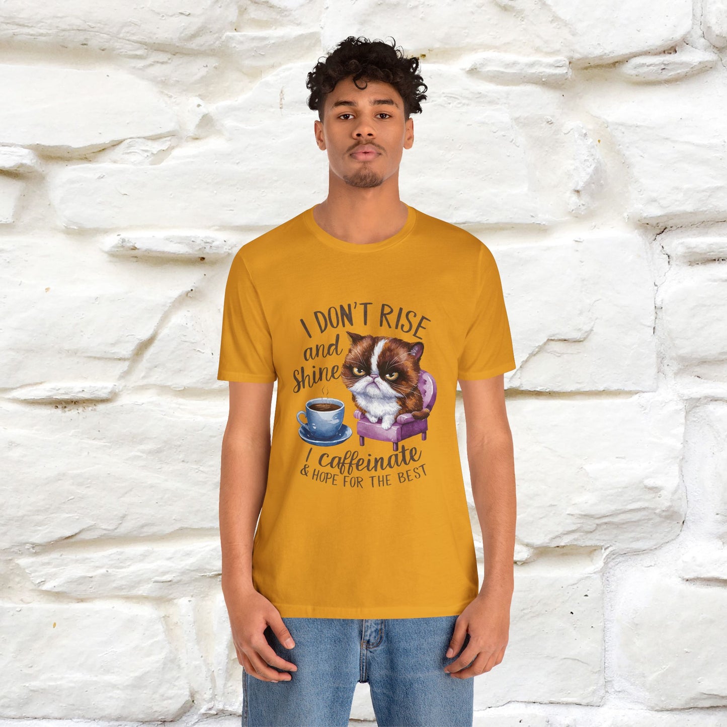 I Don’t Rise and Shine, I Caffeinate ....| Funny Cat T-Shirt| Nunu&Miao Studio - Nunu&Miao Studio