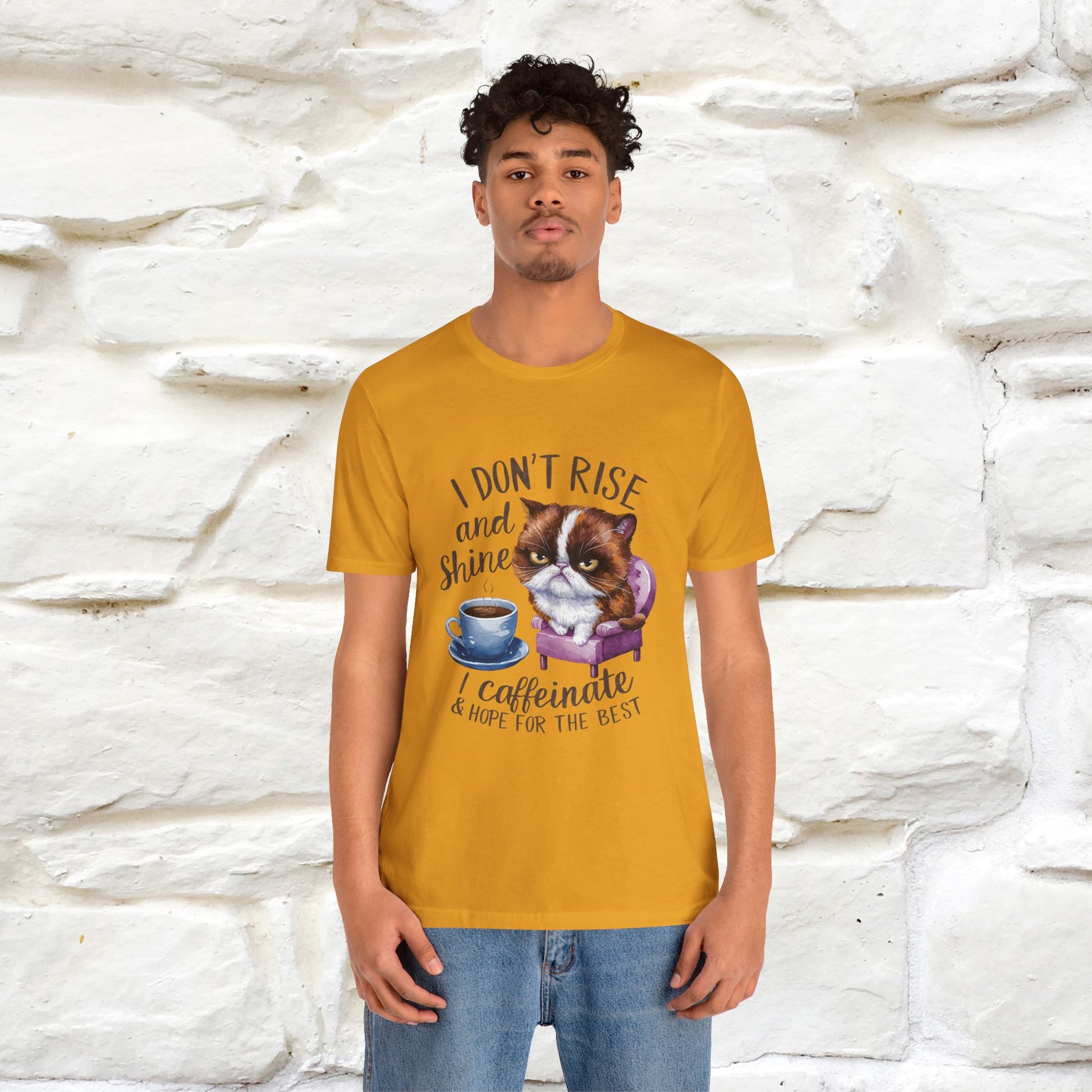 I Don’t Rise and Shine, I Caffeinate ....| Funny Cat T-Shirt| Nunu&Miao Studio - Nunu&Miao Studio
