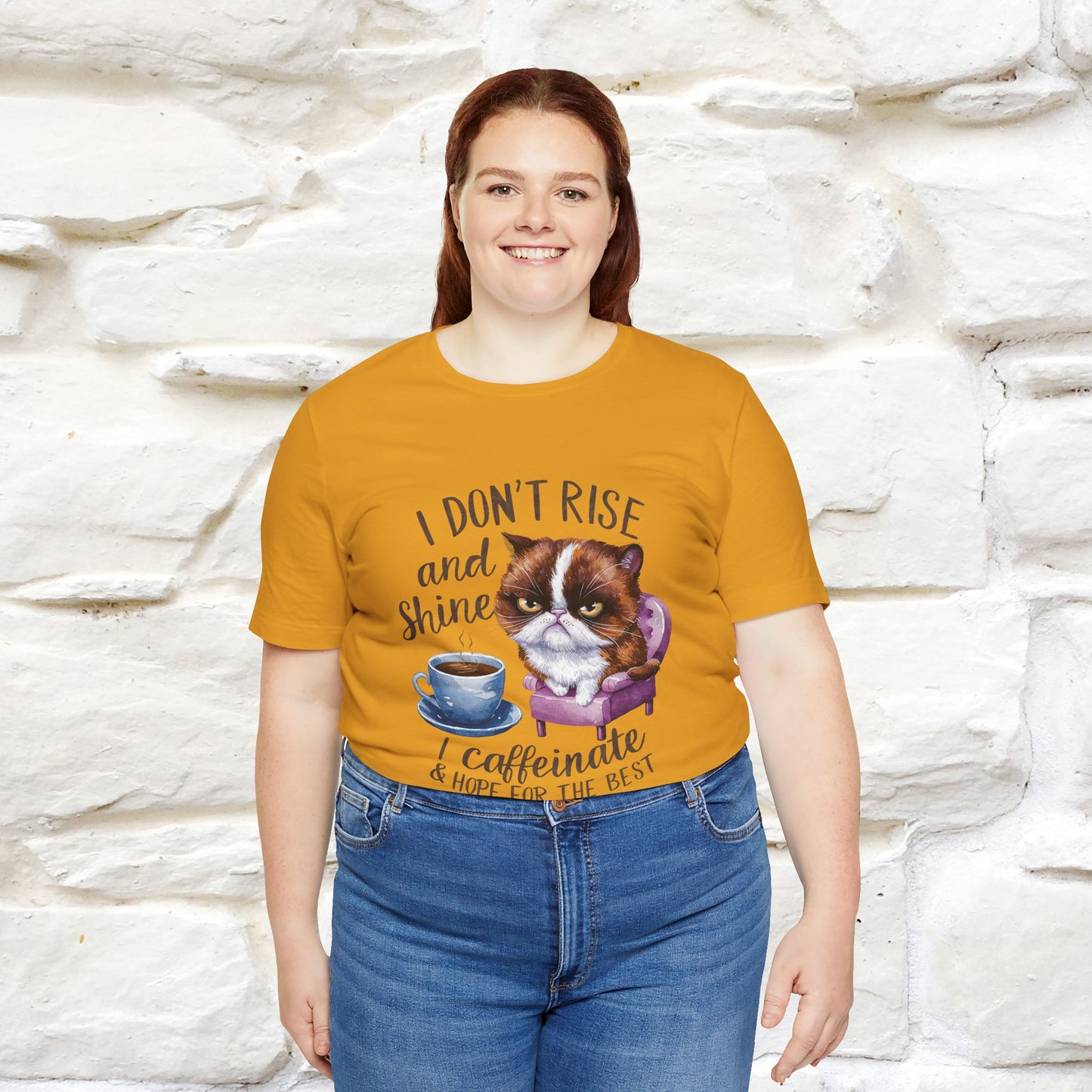 I Don’t Rise and Shine, I Caffeinate ....| Funny Cat T-Shirt| Nunu&Miao Studio - Nunu&Miao Studio