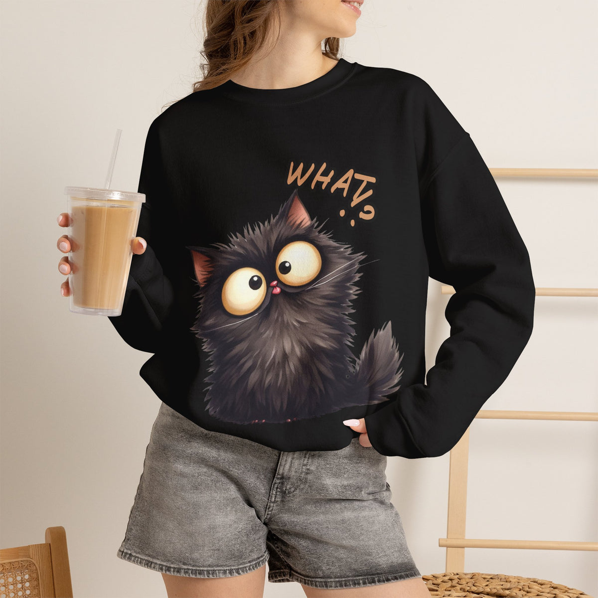 "What'' |Cat Sweatshirt | Nunu&Miao Studio