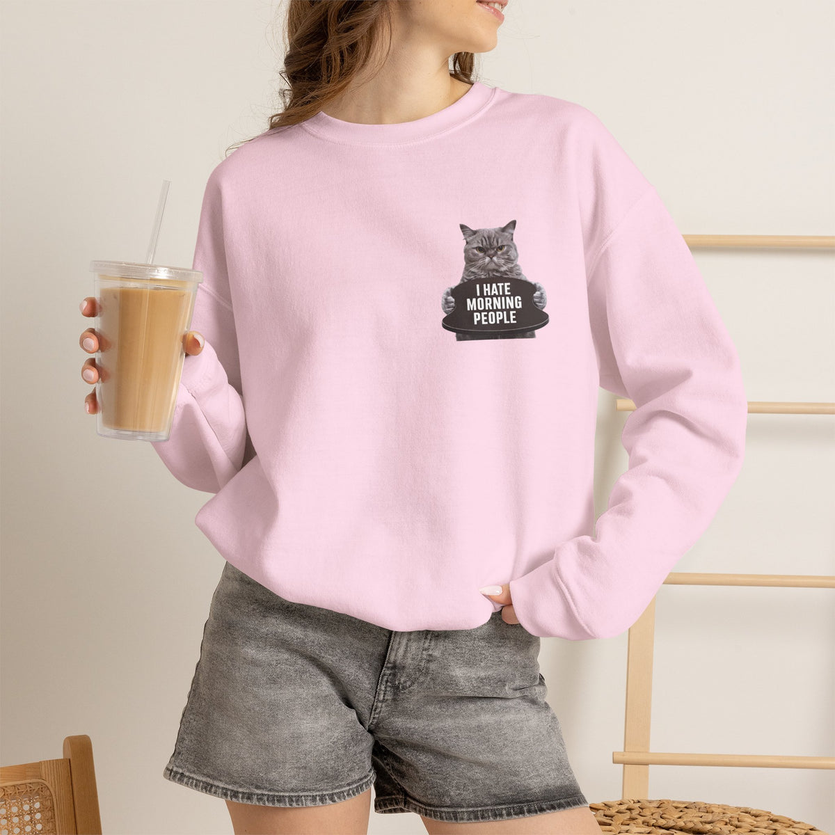 "I Hate Morning People'' |Cat Sweatshirt | Nunu&Miao Studio
