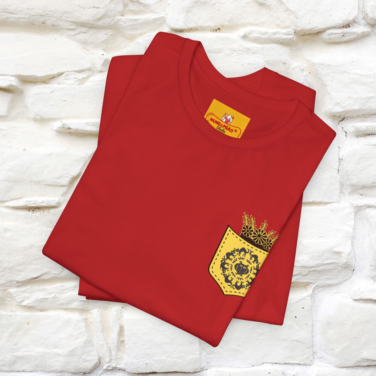 ''Black Cat Circle'' Cat T-Shirt Front and Back Design | Nunu&Miao Studio - Nunu&Miao Studio