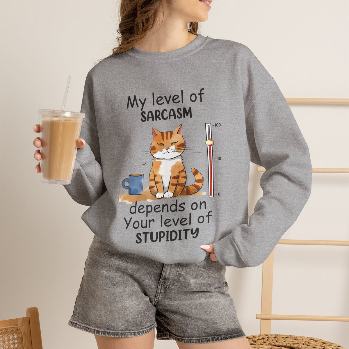 "My Level Of Sarcasm...'' |Cat Sweatshirt | Nunu&Miao Studio