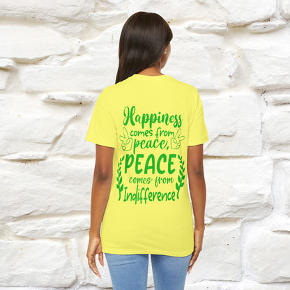 "Happiness Comes From Peace, Peace Comes From Indifference" Cat T-Shirt| Front & Back Design | Nunu&Miao Studio - Nunu&Miao Studio