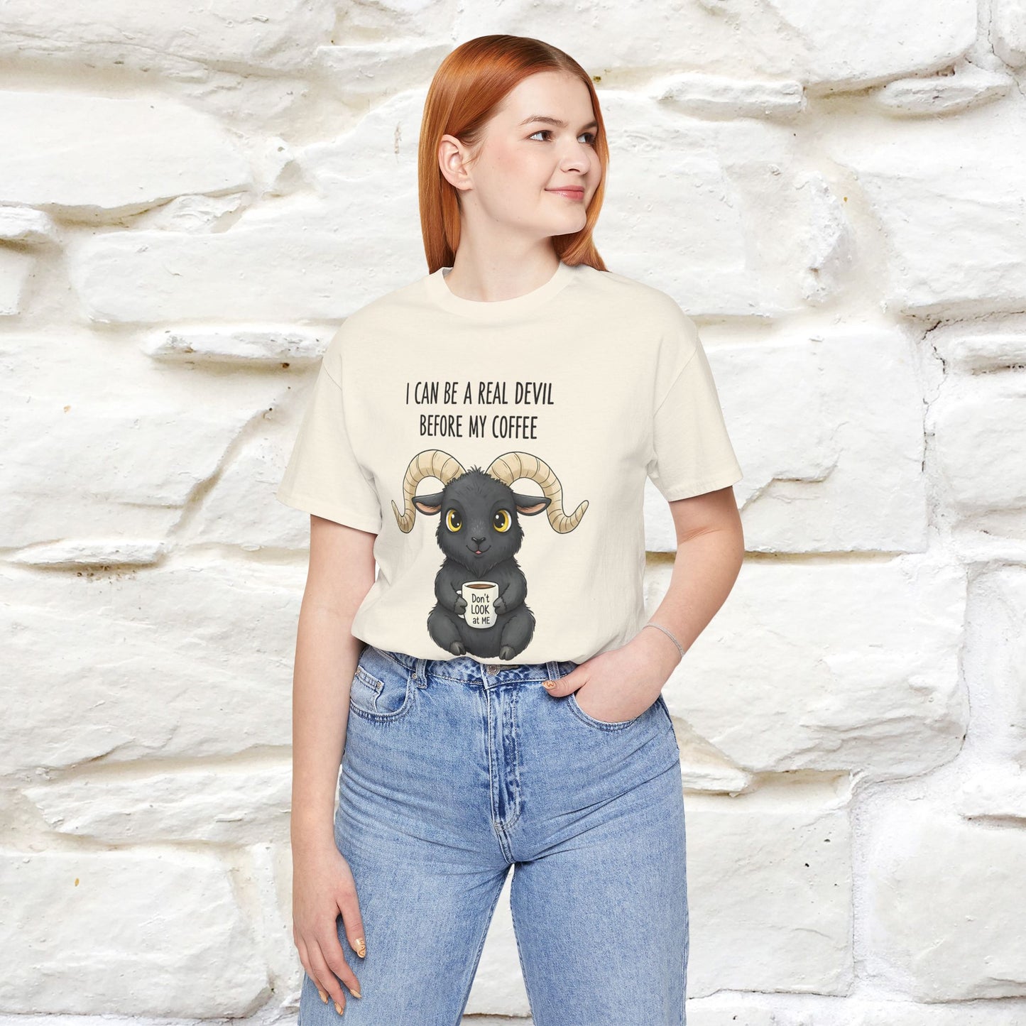 "I Can Be a Real Devil Before My Coffe" Funny T-shirt |Nunu&Miao Studio - Nunu&Miao Studio