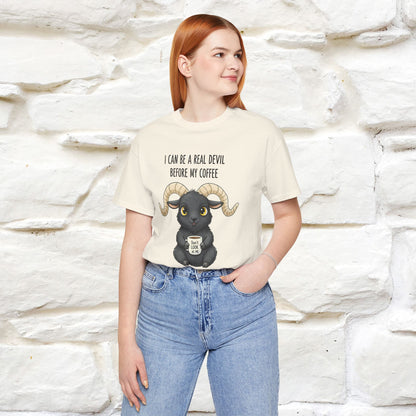"I Can Be a Real Devil Before My Coffe" Funny T-shirt |Nunu&Miao Studio - Nunu&Miao Studio