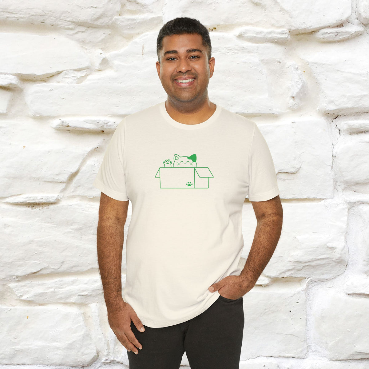 "“Happiness is free. Delivery is extra.” | Cat T-Shirt | Front & Back Design | Nunu&Miao Studio