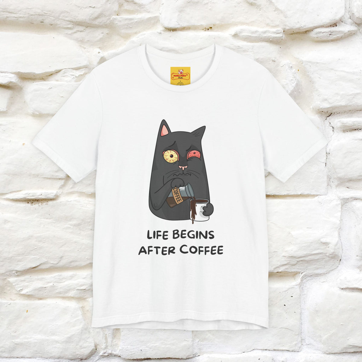 ''Life Begings After Coffe''  Cat T-shirt for Men and Women  100% Cotton*
